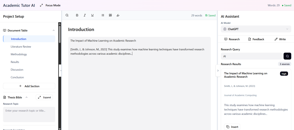 Màn hình homescreen của MistWriter