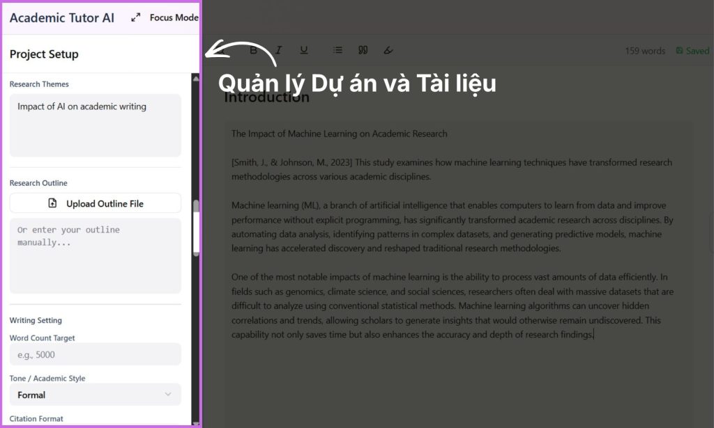 Cách sử dụng MistWriter.ai: Quản lý Dự án và Tài liệu