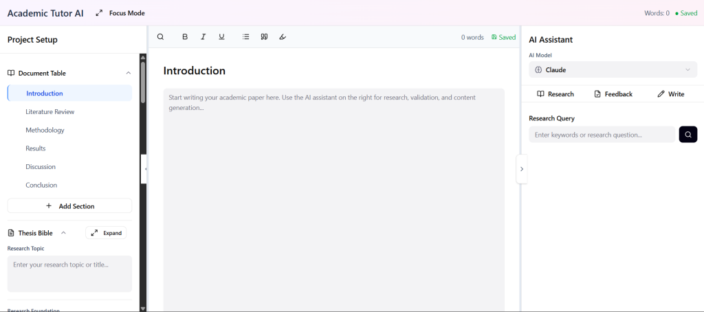 Ảnh chụp màn hình giao diện của MistWriter.ai